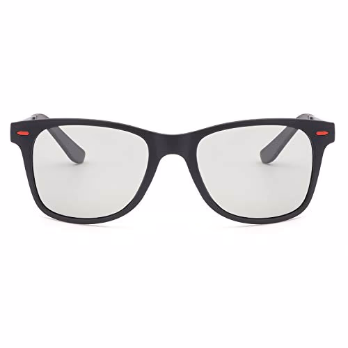 FIMILU Photochromiques Polarisées Lunettes de Soleil pour Hommes Classique Lunettes Protection UVA/UVB (Mat Noir Monture/Gris Photochromiques Lentille)