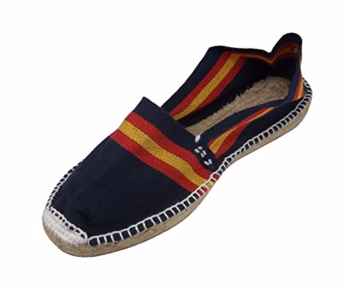 Alpargatus Escabeau plat à rayures avec drapeau espagnol pour femme - Bleu - bleu marine, 42/47 EU EU